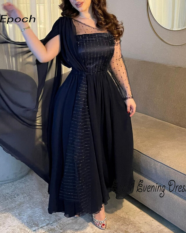 Epoch Long Chiffon Evening Dress Elegant A-Line One-Shoulder Formal Empire Cap Sleeve Cocktail Party Gown For Sexy Women 2024