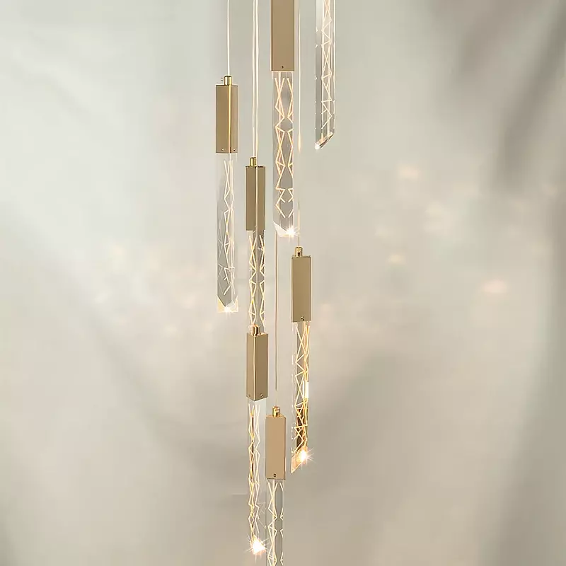 Treppen leuchter Duplex Loft Wendeltreppe langer Kronleuchter moderne kreative Villa Wohnzimmer hohle hängende Kristall lampe