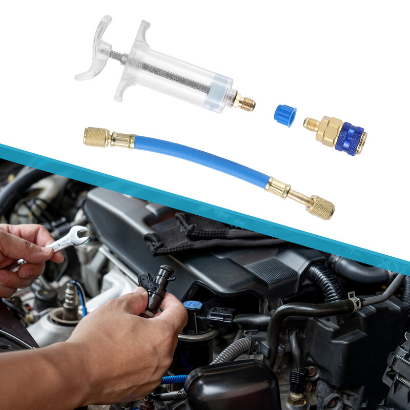 X Autohaux Kit injektor pewarna minyak mobil 30ml/1 Oz konektor cepat efisien dengan pendingin udara sisi rendah injektor pewarna Manual AC