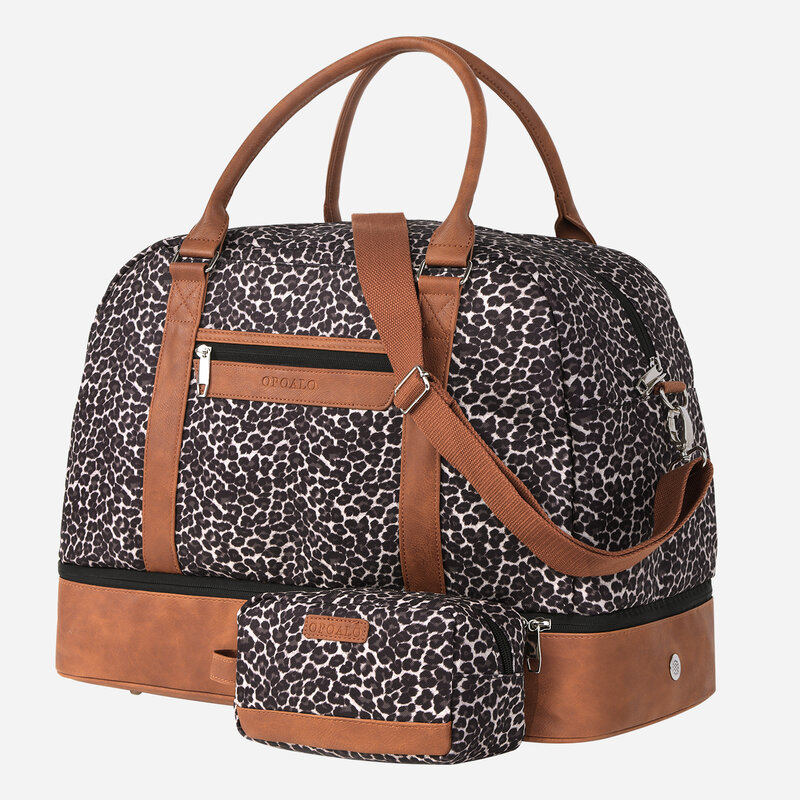 Bolso de viaje de gran capacidad con estampado de leopardo para mujer, bolsa de mano pequeña de 18,5 pulgadas, a la moda