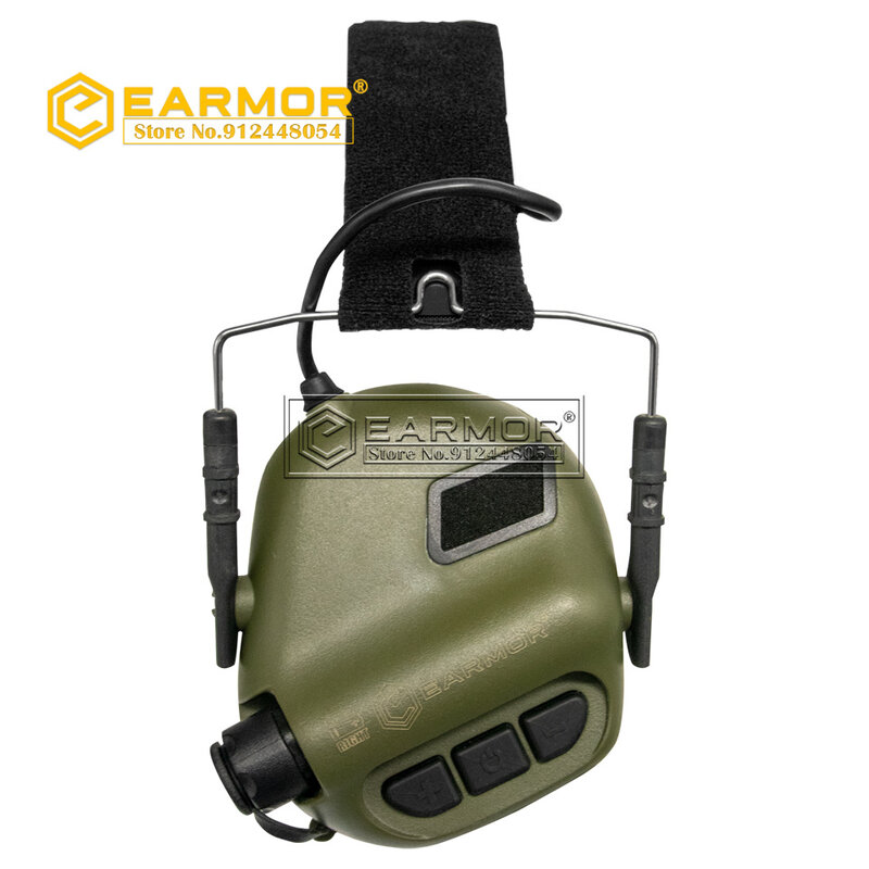 EARMOR M31 MOD4 Headset Taktis Pelindung Pendengaran Headphone Noise Cancelling Tembakan Militer-Dedaunan Hijau