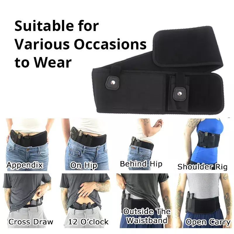 Tactical Belly Gun Holster Concealed Carry Waist Band Pistol Holder with Magazine Bag Military Army Invisible Waistband Holster