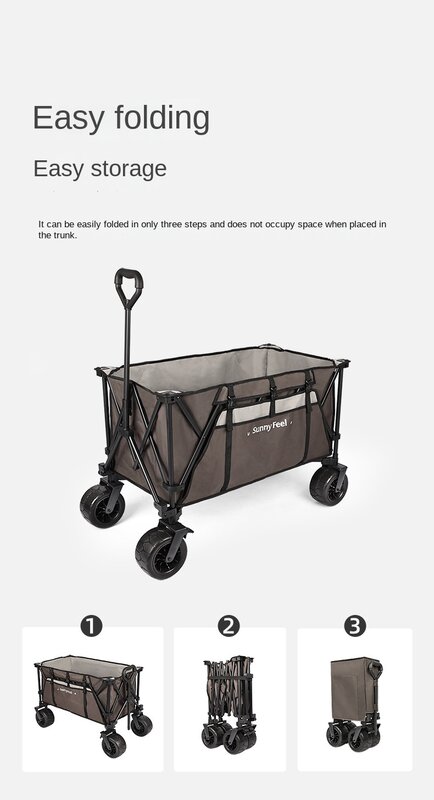 Chariot de camping pliable portable, chariot de plage portable, chariot de camping pliable, utilitaire de parc de jardin extérieur, chariot pour enfants