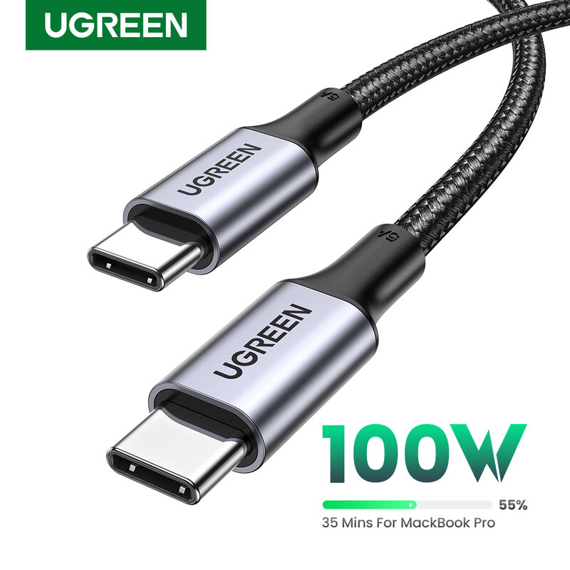 UGREEN-Cable USB tipo C de 100W, cargador de carga rápida, 5A, Chip e-marker, para Macbook, iPad, Samsung, Xiaomi PD