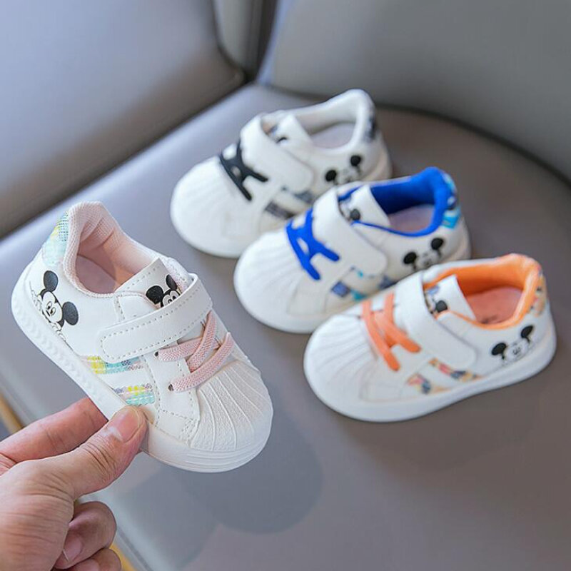 Disney-Chaussures décontractées blanches pour bébés garçons et filles, chaussures de marche pour tout-petits, chaussures de sport pour enfants, souris de rencontre pour enfants, marque, taille 25