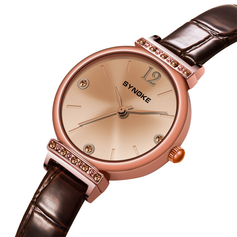 Jam tangan wanita, mode elegan Retro jam tangan wanita merek terkenal jam kuarsa mewah jam tangan wanita kasual tali kulit wanita