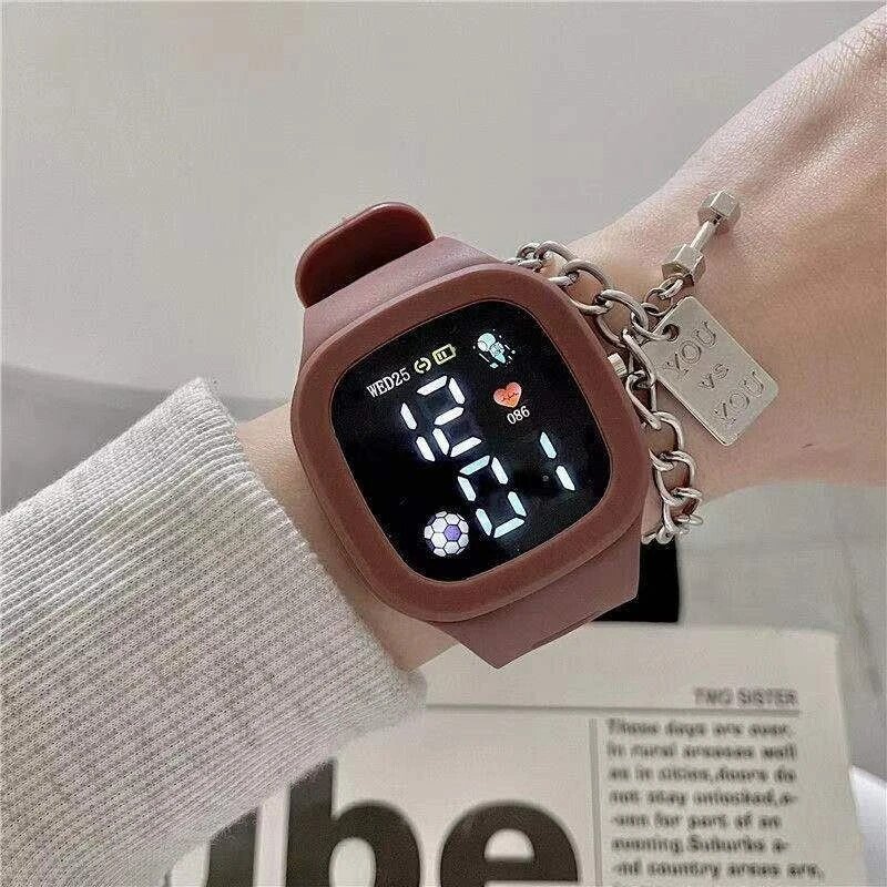 2023 neue LED Digitaluhr elektronische Uhr Knopf quadratische Silikon Touchscreen Jungen Mädchen Uhren Sport Mode Armbanduhr