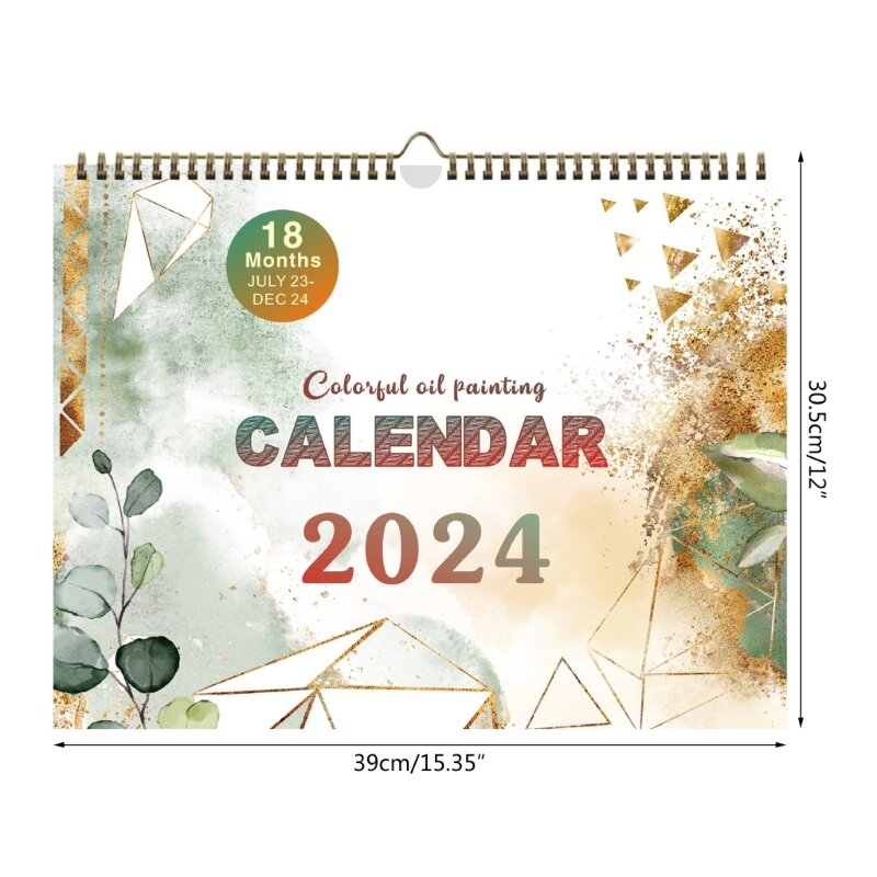 Calendario da parete 2023-2024 18 calendario mensile Jul. 2023-Dec. 2024 Binding Twin-Wire Hanging Calendar blocchi a righe 17x12 pollici