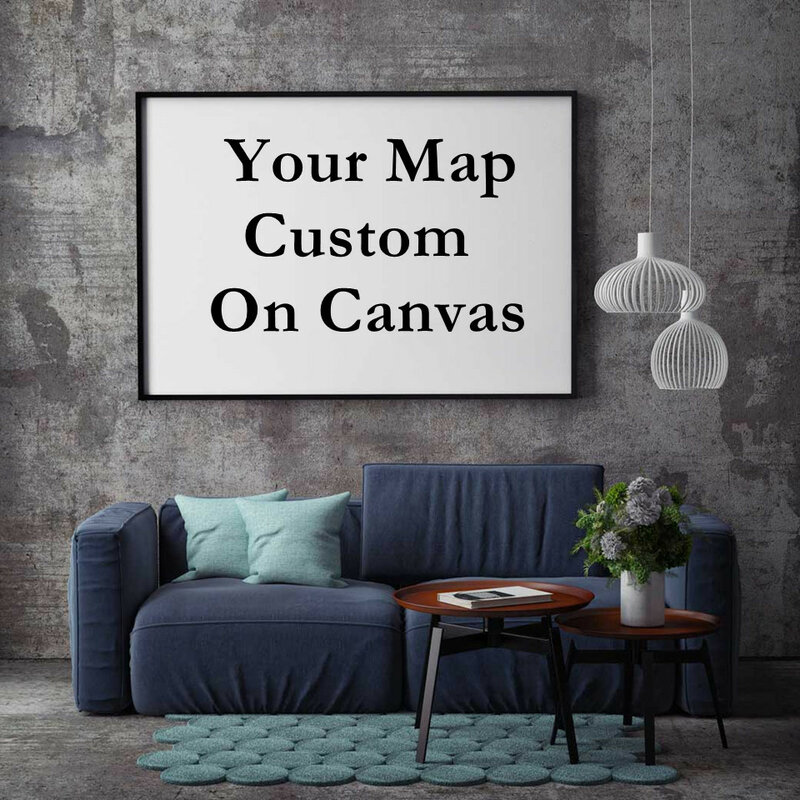 Mapa personalizado, acepta cualquier tipo de mapa, pintura en lienzo, Póster Artístico decorativo para pared, sala de estar, decoración del hogar, suministros escolares