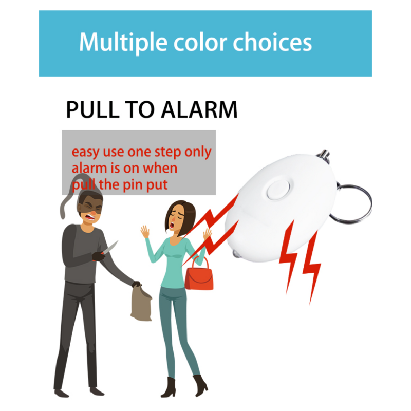 Lampka LED samoobrona alarmu kobiece ochronny zabezpieczający ratunkowe brelok alarmowy 100dB dźwięku przed atakiem