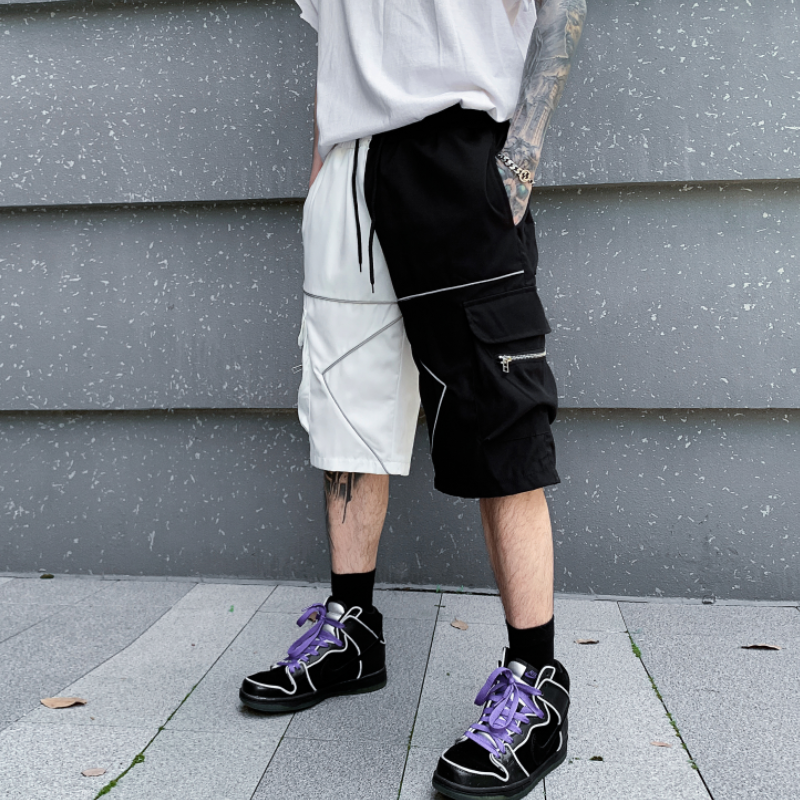 Шорты-карго мужские и женские, повседневные короткие брюки в стиле High Street, светоотражающий дизайн, модная уличная одежда, лето