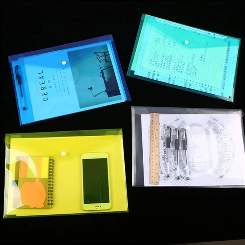 2pcs Portable For Documents Lightweight Expanding Wallet Home Office Snap Button PP Multifunctional File Folder A4 Size Storage