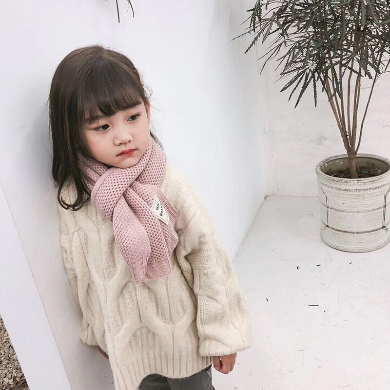 Kids Scarf Autumn Winter Korean Fashion Children's Knitting Baby Bib Wool Knitting Winter Versatile Female Warm Girl Boy