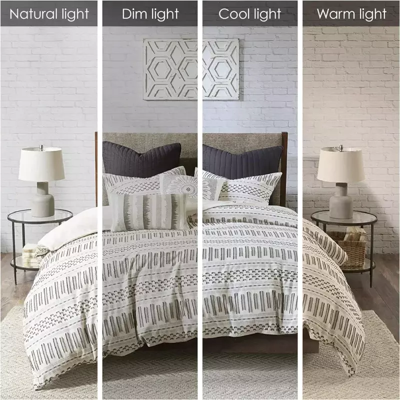 Luxurious Cotton-Bedding Set - Mid Century Trendy Geometric Design, All Season Cozy-Cover With Matching-Shams,Comforter Sets
