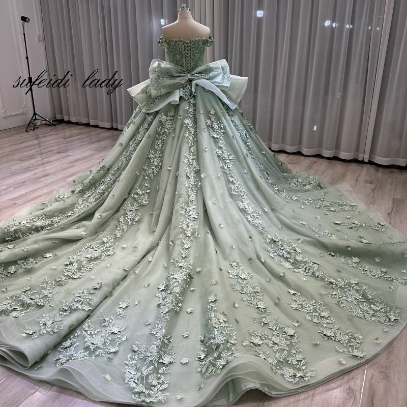 Vestido de casamento trem verde, Vestido principal da noiva, Quente, 2023