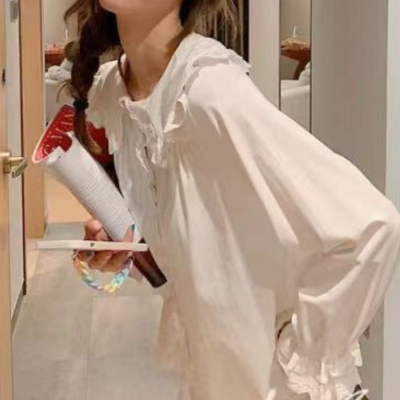 Zestawy piżam kobiet z długim rękawem słodki styl stałe przetargu Ins koreańskiej wersji piękne Homewear Casual słodkie panie mody wygodne