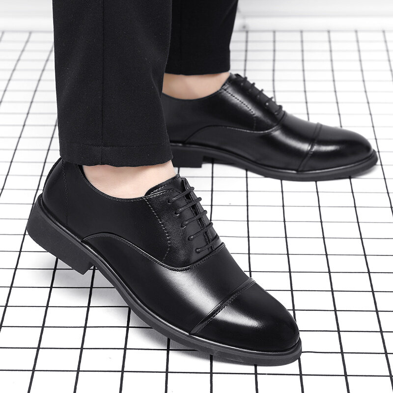 Мужские кожаные ботинки с подъемом, классические туфли, 6 см, невидимые, для свадьбы, вечеринки, офиса