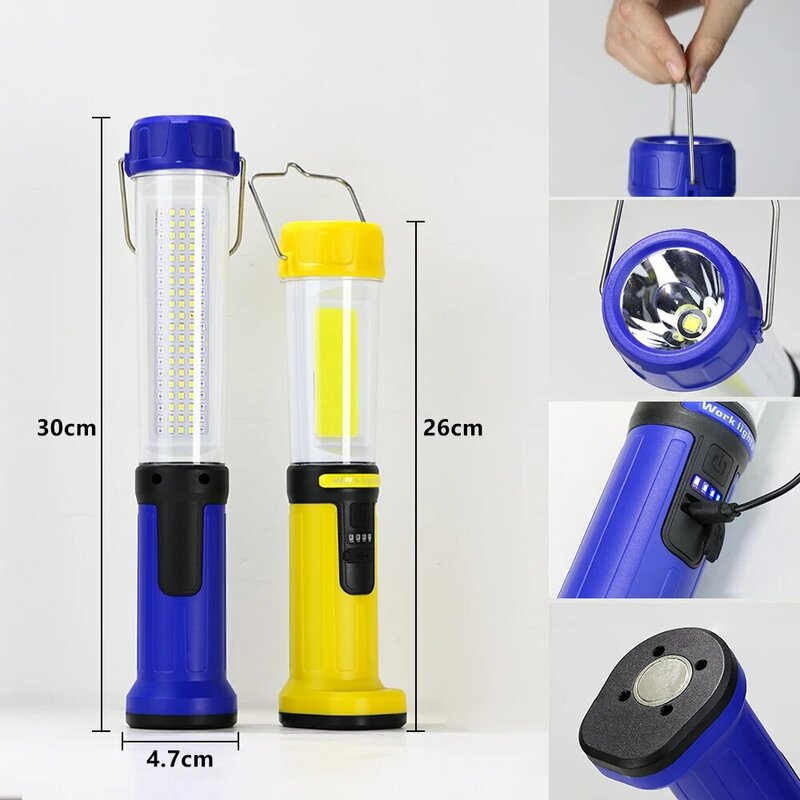 COB светодиодный фонарик Магнитный ручной работы светильник USB Перезаряжаемый прожектор мастерская светодиодный лампа SMD Встроенный аккумулятор для кемпинга фонарь