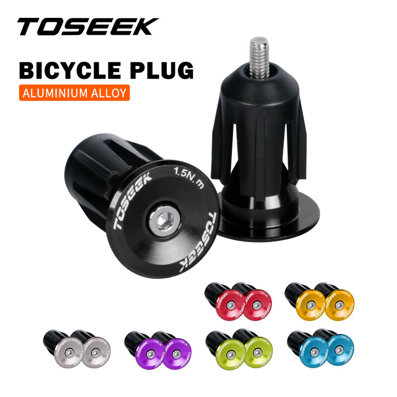 TOSEEK-Bicicleta guiador End Cap, Alumínio Alloy Lock, Grips guiador, End Plugs para bicicleta, Acessório guiador, 1 par