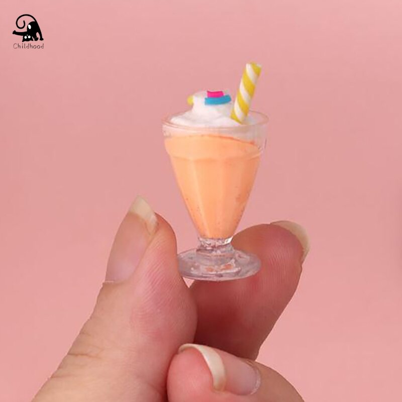 1pc Mini Drink Ice Cream Cups Model Pretend Play Mini Food Doll Accessories Fit Play House Toy Dollhouse Miniature