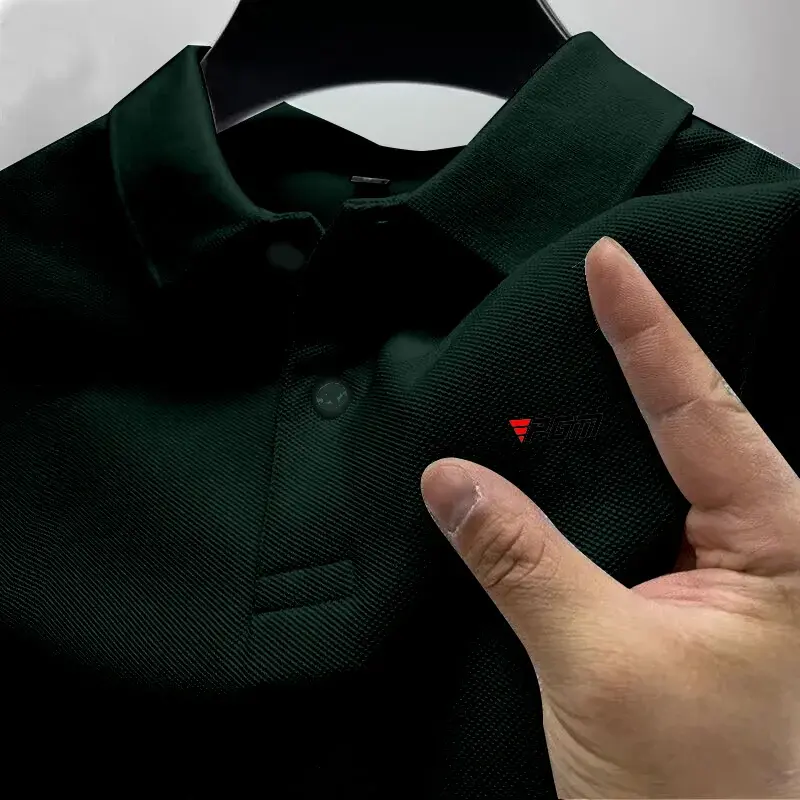 Мужская приталенная рубашка-поло, Повседневная деловая рубашка-поло с коротким рукавом, с защитой от пиллинга, лето 2024