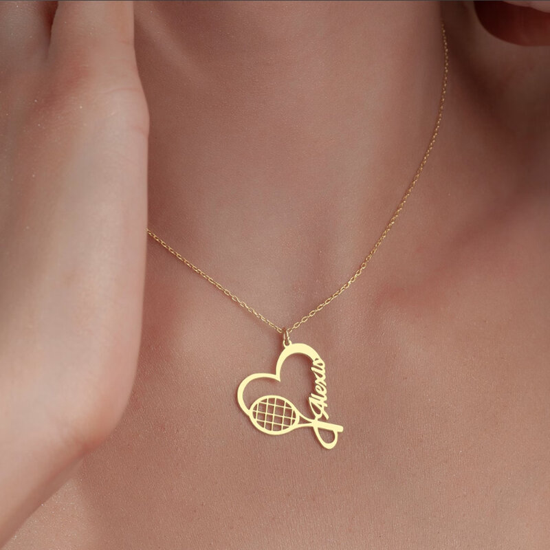 Индивидуальное ожерелье для теннисной ракетки, персонализированное ожерелье для теннисных игроков, спортивное ожерелье в подарок для любителей тенниса