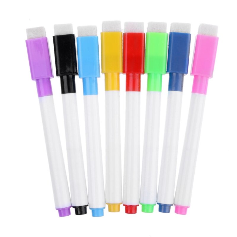 Ensemble de stylos magnétiques pour tableau blanc, marqueur effaçable, fournitures scolaires et de bureau, 8 couleurs, 1