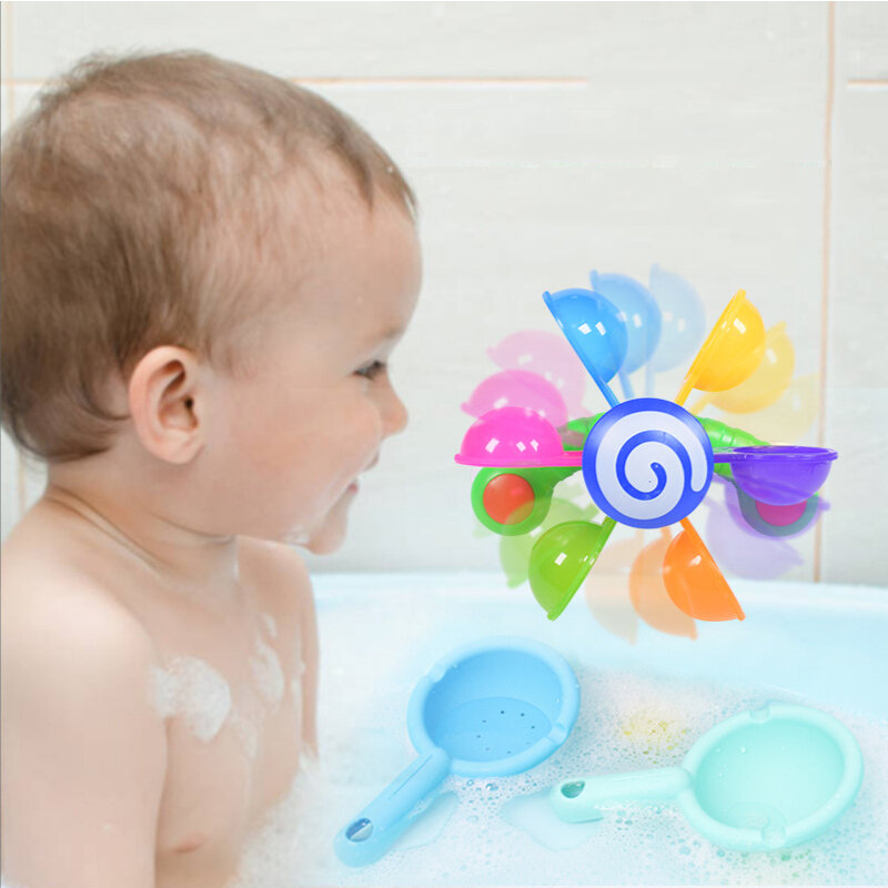 Juguetes de baño para bebés, rueda de agua colorida, ventosa, juego de rociador de agua para bañera, juguete de rociador de ducha para niños pequeños