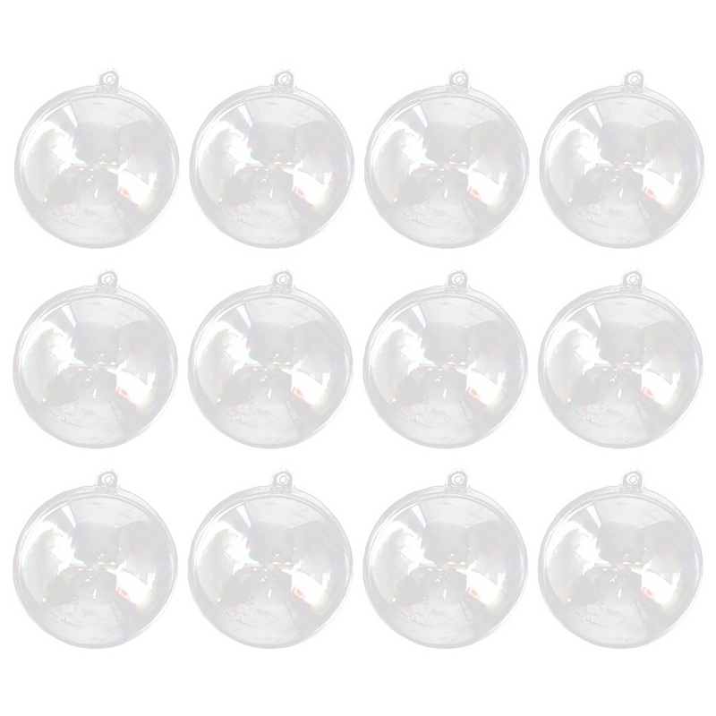 Esfera oca preenchível de plástico transparente para o Natal, ornamento suspenso claro, decoração de festa e casamento, 5cm