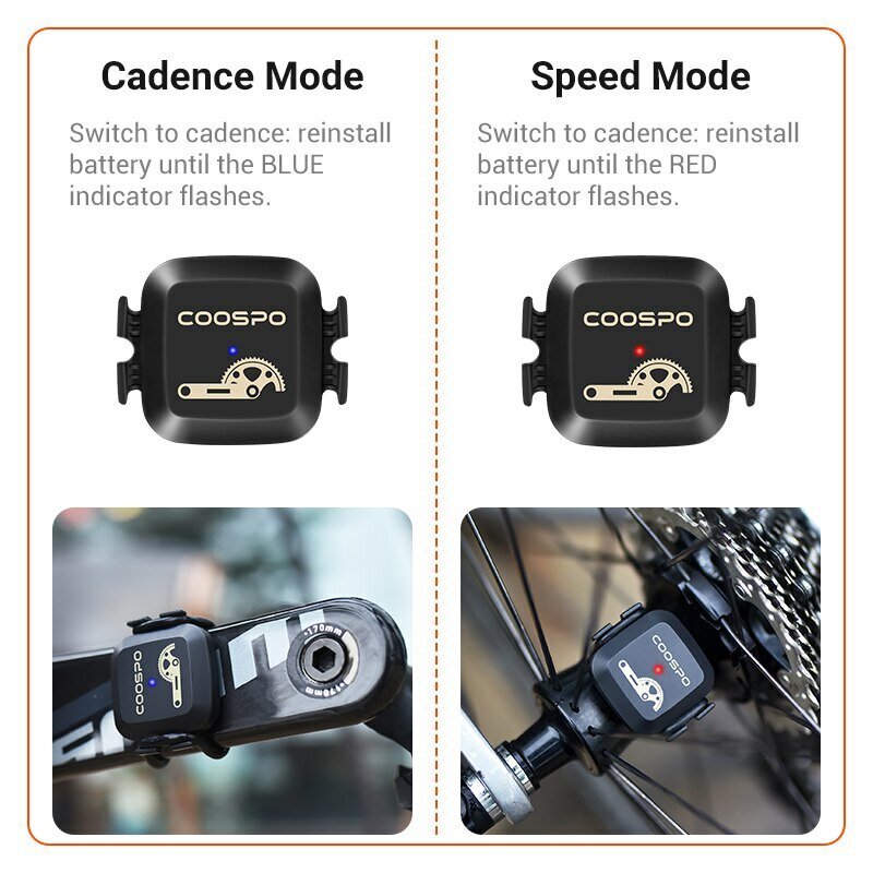 COOSPO-Cadência e Sensor de Velocidade para Bicicleta de Estrada, Modo Dual, Monitor RPM, Bluetooth 4.0, ANT, Computador Wahoo Garmin, BK467