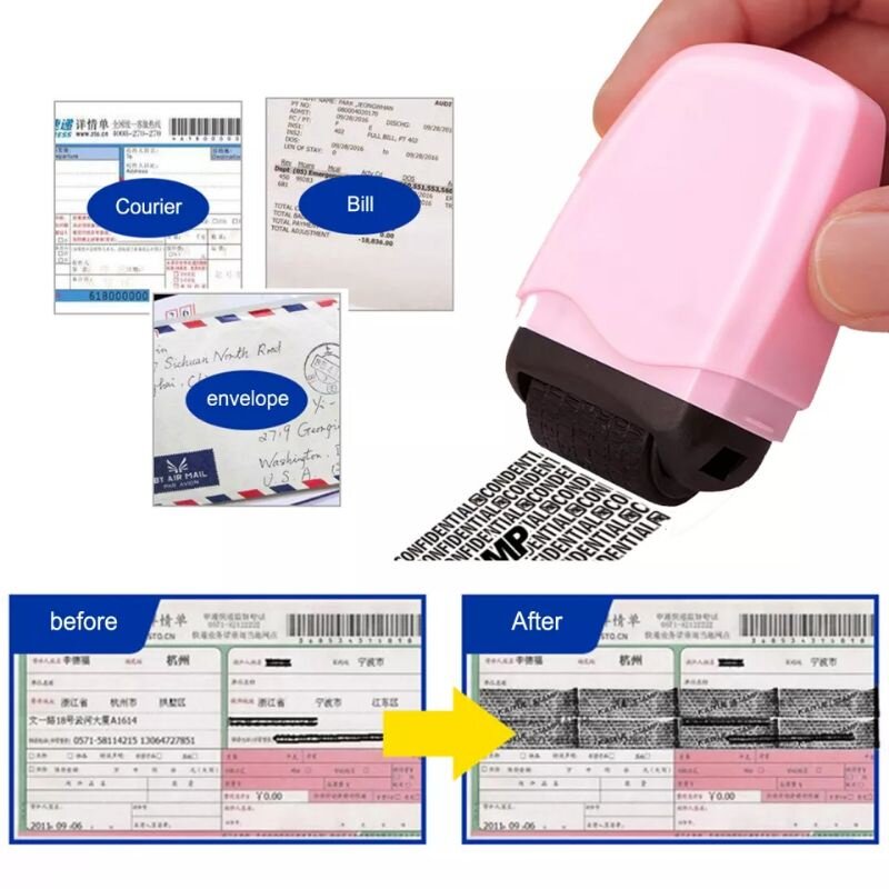 RDY STOCK Security Stamp Roller Privacy Cover Eliminator Stamp protezione antifurto di identità autoinchiostrante portatile