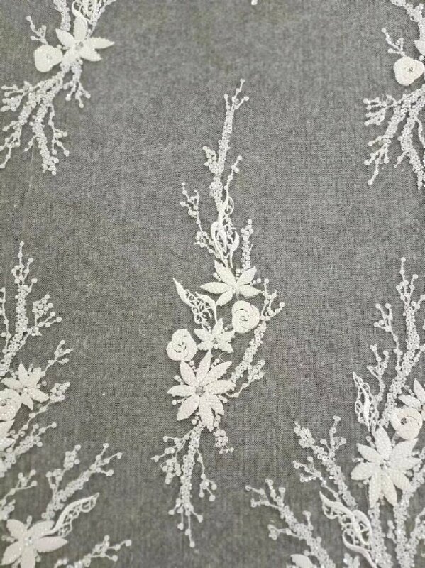 2024 mode bunga kain renda dengan payet gaun pernikahan gaun renda kain elegan jual dengan halaman