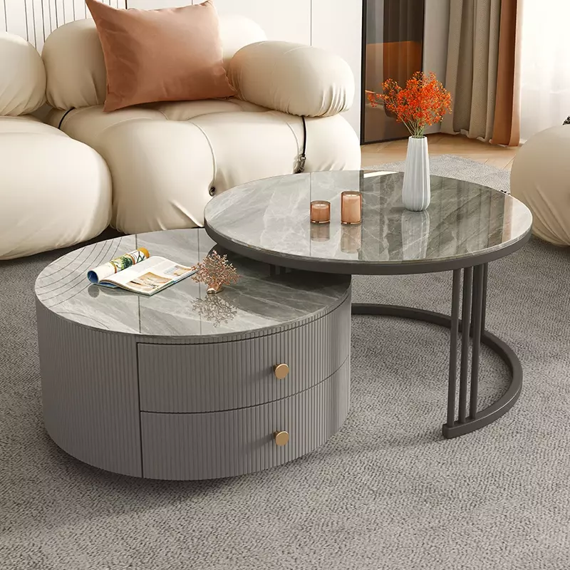 Table basse en marbre de luxe nordique, table à thé pliante, table en verre, canapé en spanch, Smart Mesa, auxiliaire de salon, meubles de salon
