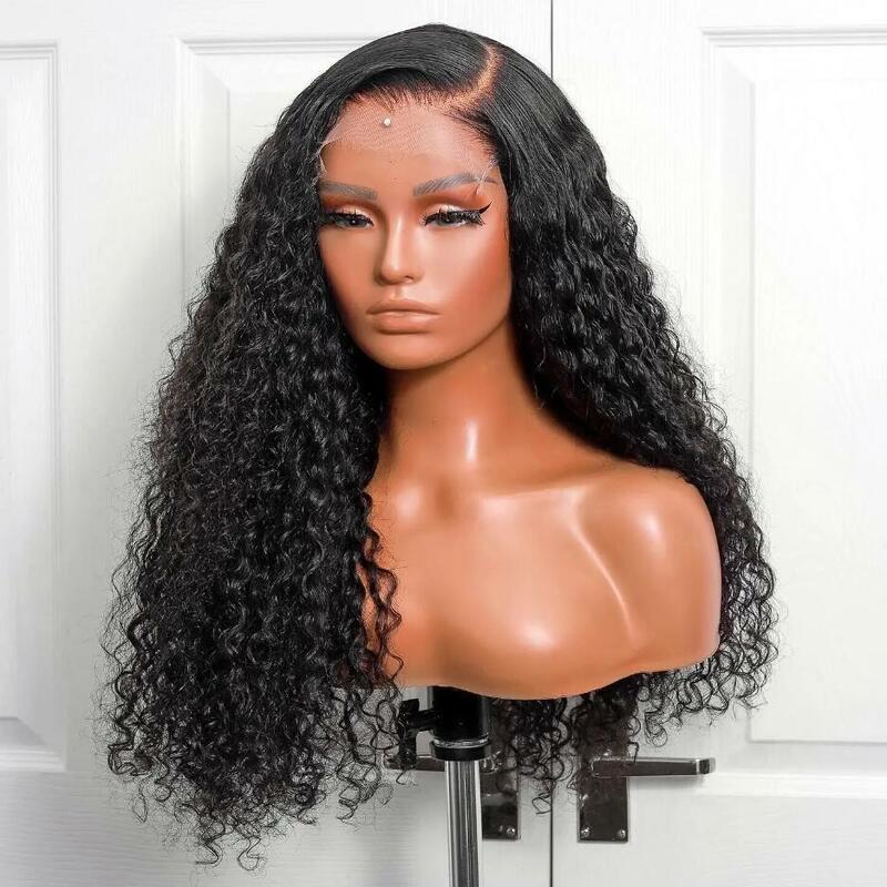 Soft Glueless 180Density 26“ Long Natural Black Kinky Curly Lace Front Wig For Women BabyHair Preplucked Heat Resistant Daily