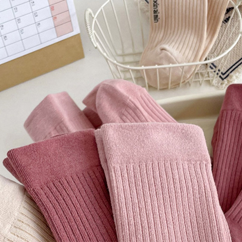 Chaussettes mi-tube en pur coton pour femmes, bas de marée, chaussettes décontractées respirantes, Harajuku, blanc, printemps, automne