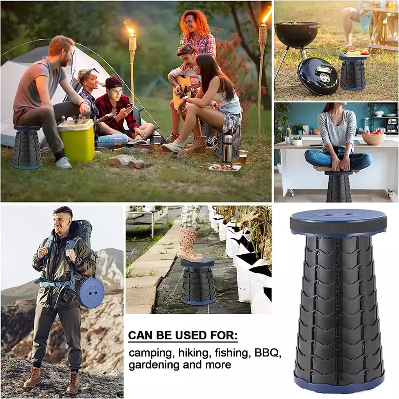 Telescoping Stool,Portable Collapsible Stool More Capacity 440Ib,Retractable Camping Stool Adjustable Folding Stool for Outdoor