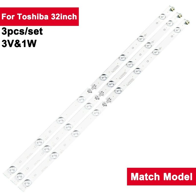 Rétro-éclairage Led pour Toshiba 32 pouces, 3 pièces/ensemble, lentille 3V 8, réparation du rétro-éclairage TV, 32W2333D, 1.0, 121012, 627mm
