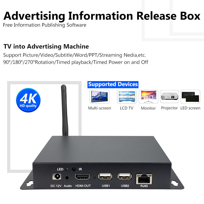 Advertising Box Signage Player Restaurants Menu Billboard Android 11 Information Release Terminal Free Management Software Wifi