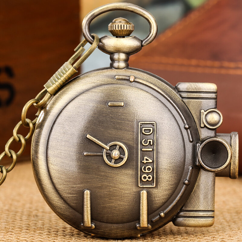 Steampunk – montre de poche rétro à Quartz en forme de Locomotive, chaîne Fob, pendentif, collier en Bronze, Vintage, élégant, horloge de poche, cadeau pour homme