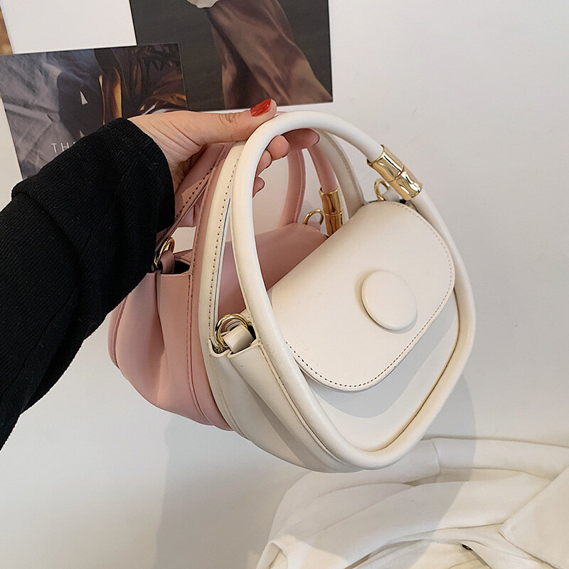 Mini PU Leather Handbag for Women 2022 Simple Solid Colour Crossbody Bag Fashion Small Flap Shoulder Messenger Bag  All Match