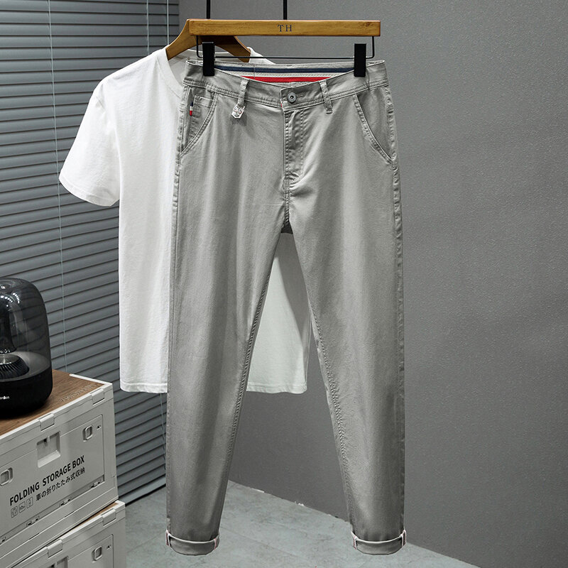 Plus-sized jeans men's business casual all-match loose straight stretch high-end and fashionable oversized trousers