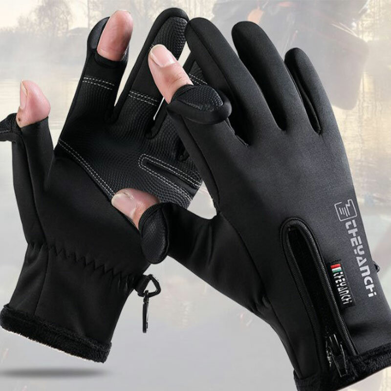 Zimowe rękawice wędkarskie 2 z efektem poruszania palcem wodoodporne wiatroszczelne rękawice rowerowe wędkarskie