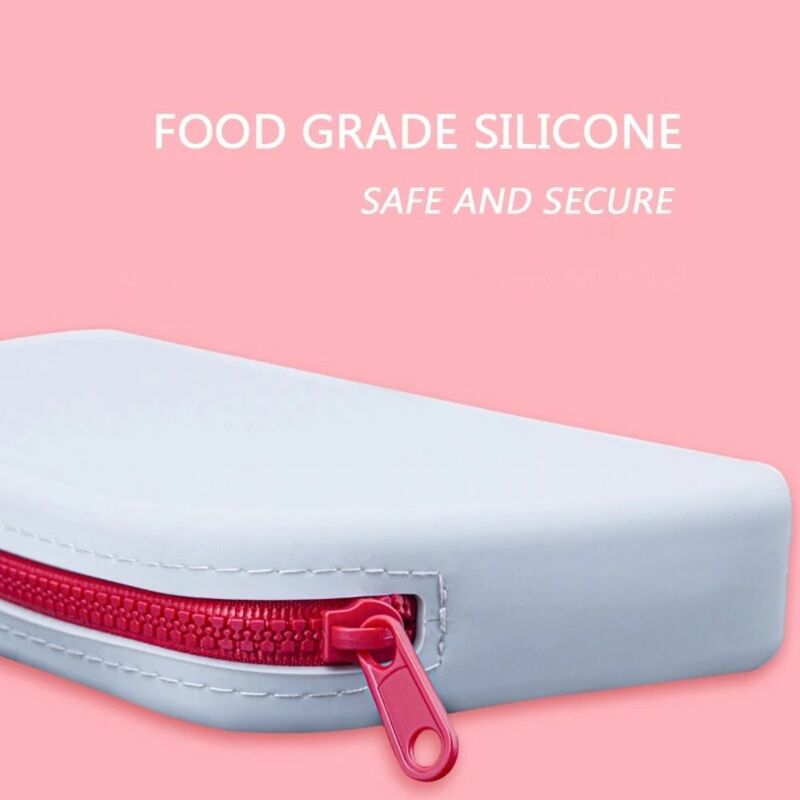 Solid Color Silicone Storage Bag Cute Large Capacity Contrasting Colors Coin Purse Square Cosmetic Bag Travel