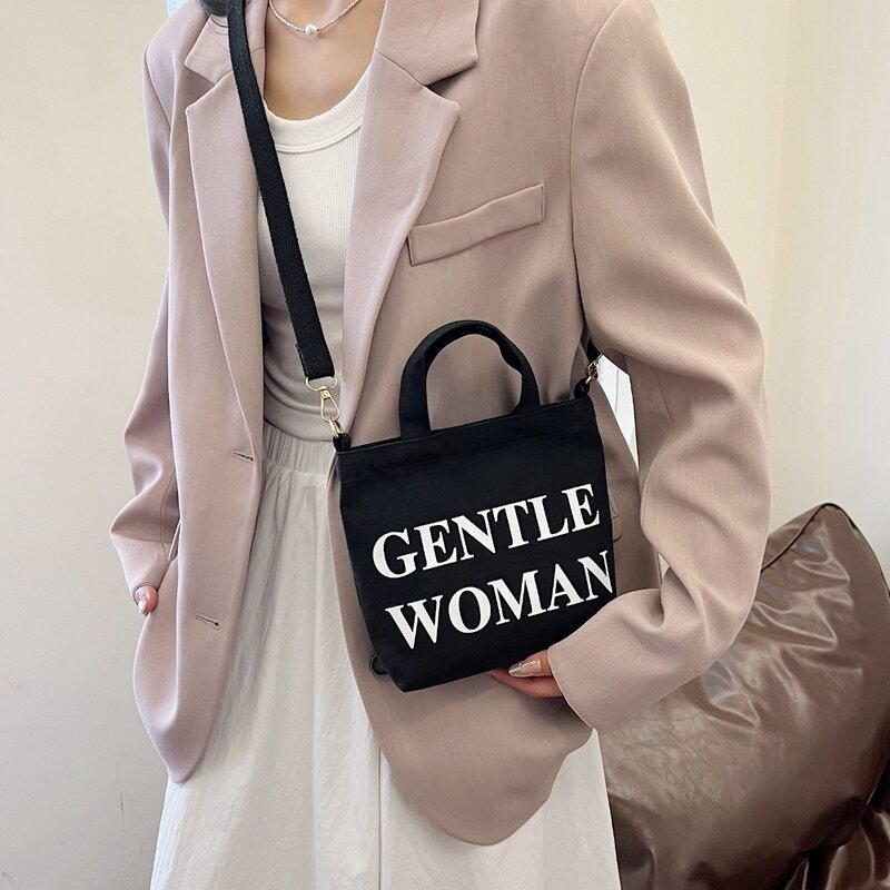 กระเป๋าผ้าใบความจุขนาดใหญ่กระเป๋าหิ้วผู้หญิงทันสมัยลำลองผ้าใบกระเป๋าสะพายไหล่