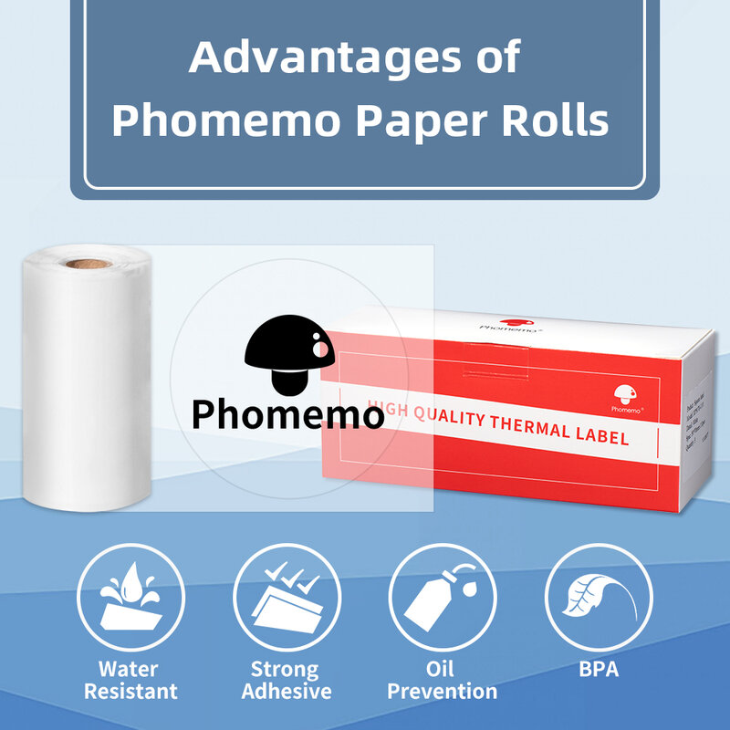 Phomemo-papel térmico cuadrado M110/M200/M220, etiqueta autoadhesiva multiusos para etiqueta de código de barras, diseño de logotipo DIY, etiqueta de tarro