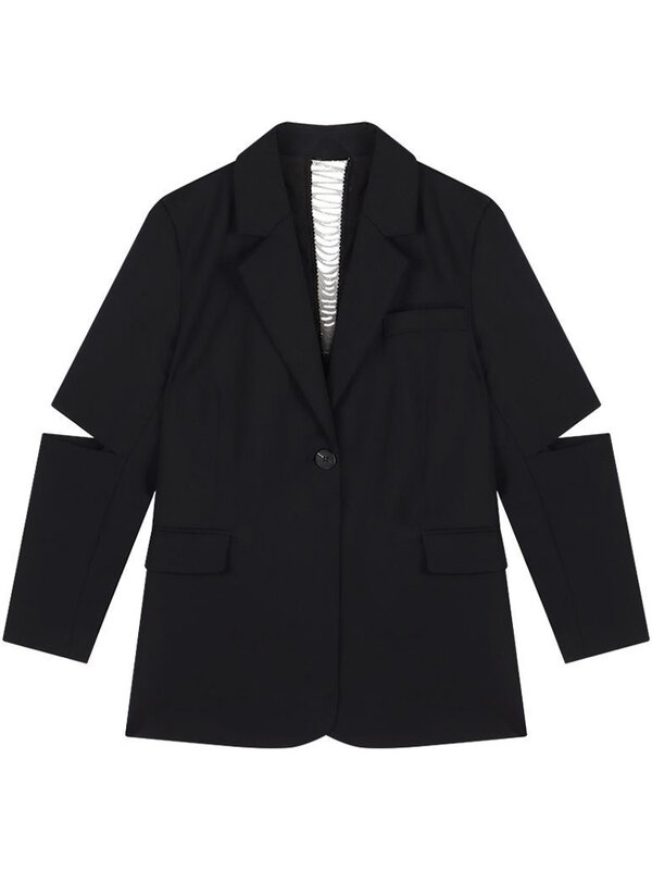 Blazer feminino com corte sem costas, blazer preto relaxado, silhueta elegante, início da primavera, high-end, venda quente, 2022