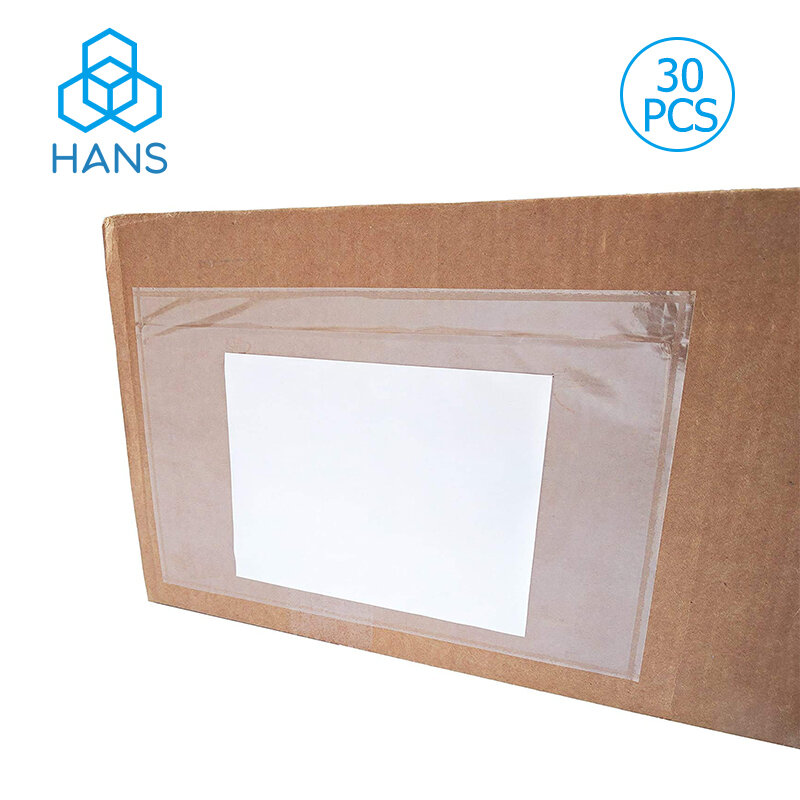 Bolsas de piezas para facturas, sobres de plástico con etiqueta de envío, transparentes, autoadhesivas, lista de embalaje de carga superior, 30 unidades