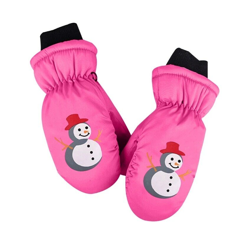 かわいい雪だるまパターンスキー手袋子供ミトン冬暖かい手袋子供用 G99C