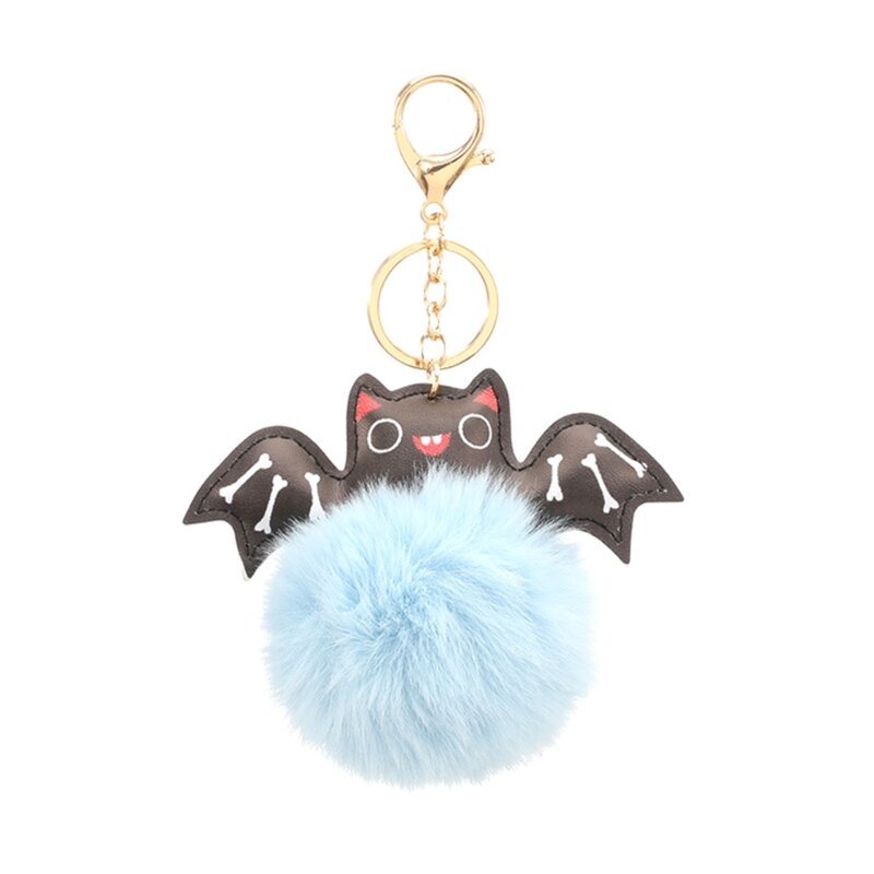 LLavero de murciélago de Halloween, llavero con bola de peluche, accesorios de encanto, colgante de bolso, elementos de recuerdo