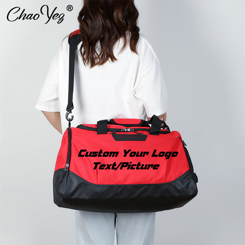 Bolsa de lona deportiva personalizada para hombre y mujer, bolso de viaje con logotipo, impermeable, portátil
